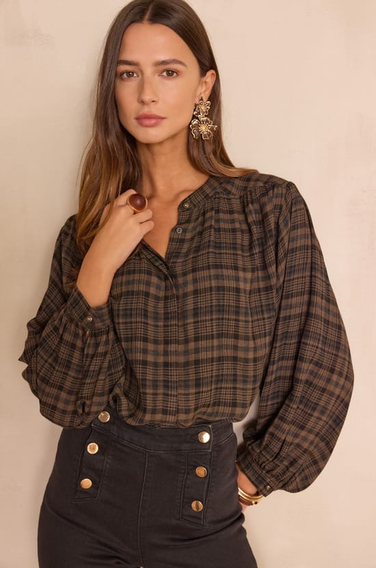 SIMON checked blouse;${refinementColor}