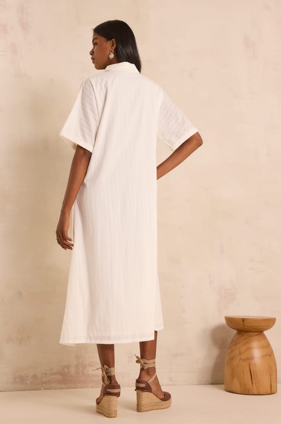 Short-sleeved straight dress in cotton PLAYA;${refinementColor}