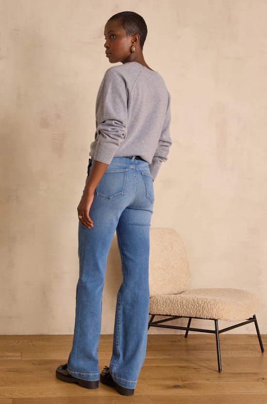 NINON flare cotton jeans;${refinementColor}