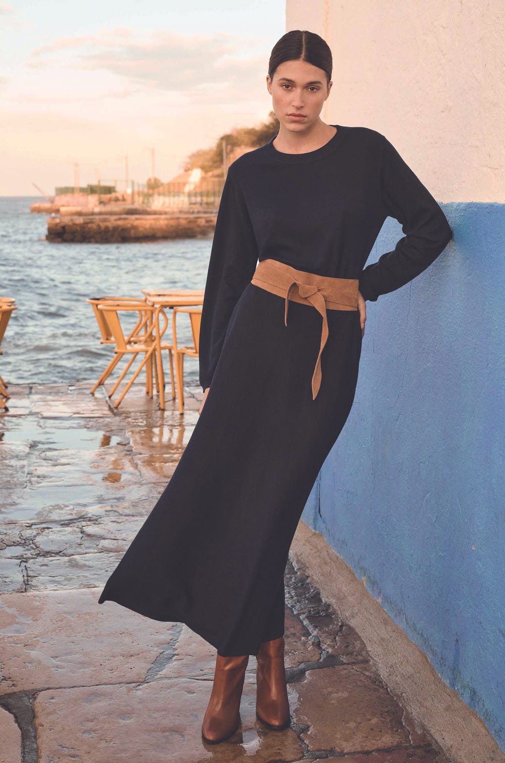 Pleated knit skirt OMBRE;${refinementColor}