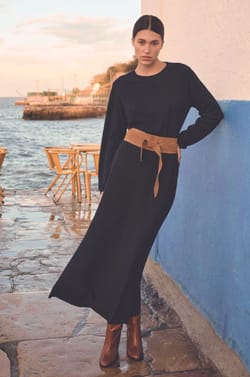 Pleated knit skirt OMBRE;${refinementColor}