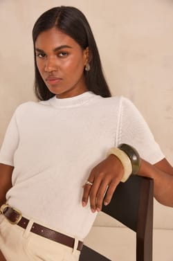 Short-sleeve cotton blend sweater AMANDA;${refinementColor}