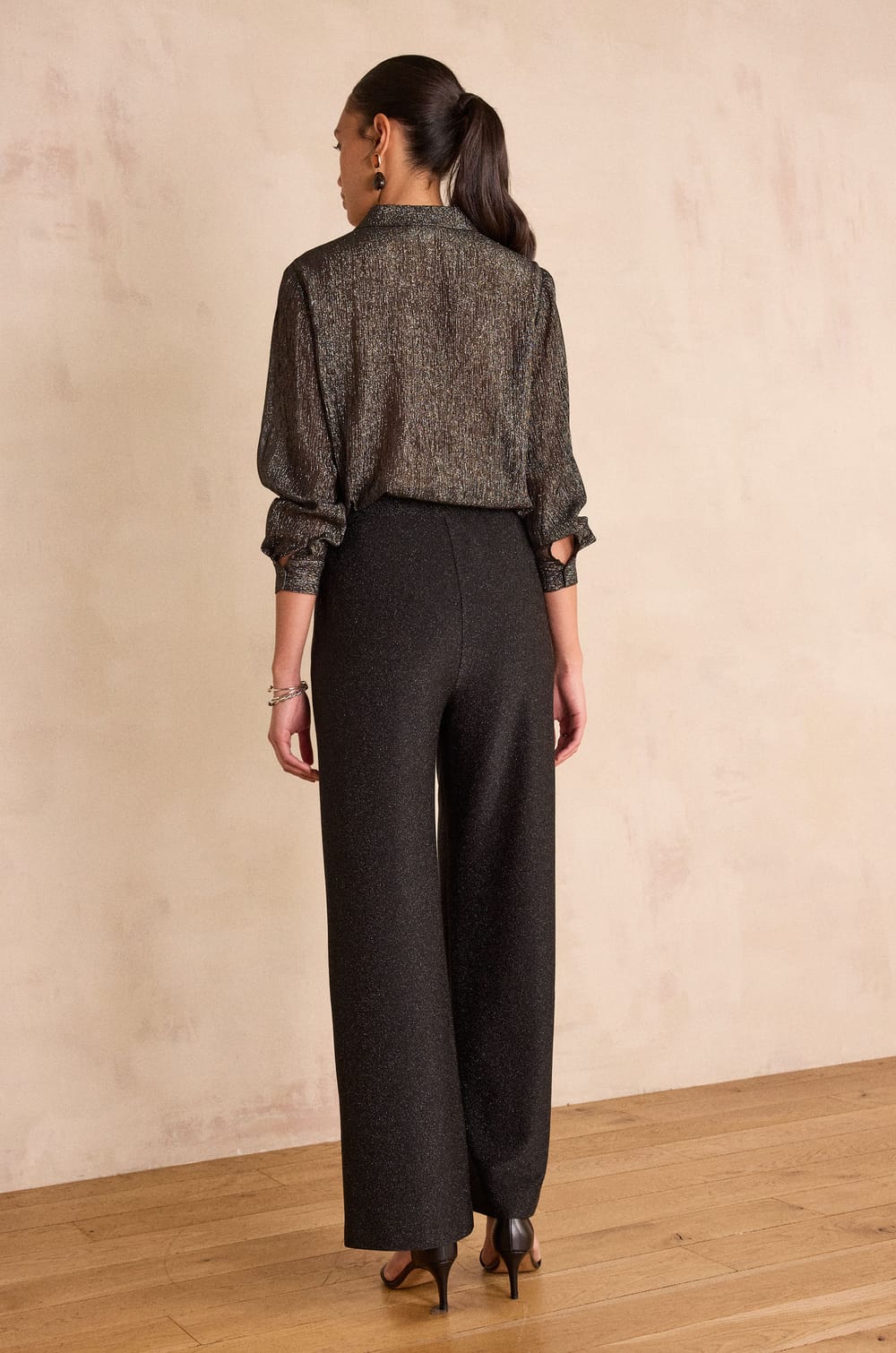 MONA straight lurex trousers;${refinementColor}