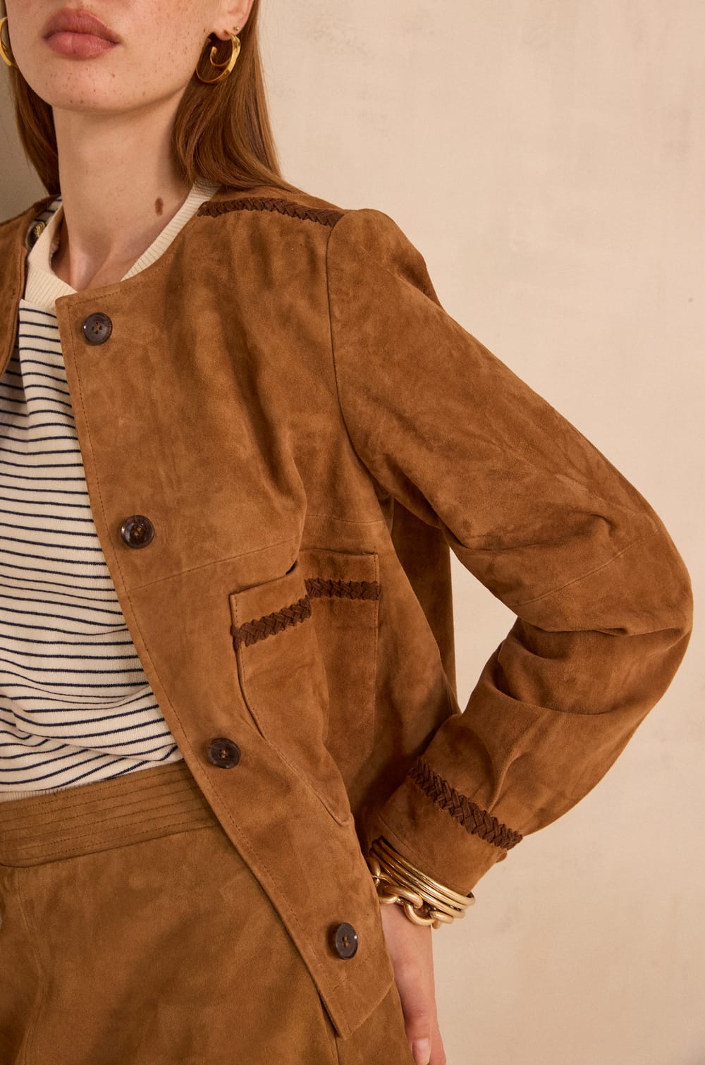 Veste &agrave; manches longues en su&egrave;de BETTY;${refinementColor}