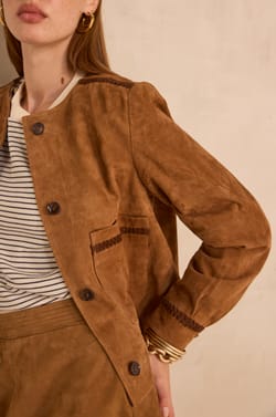BETTY long-sleeved suede jacket;${refinementColor}