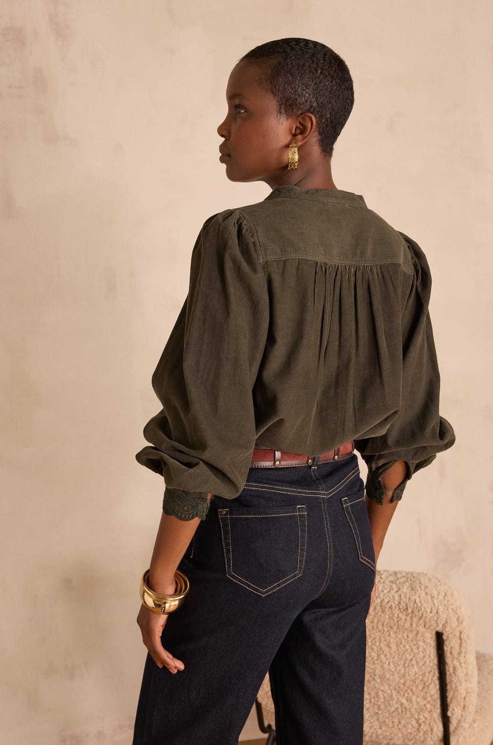 SENNA blouse in 100% cotton corduroy;${refinementColor}
