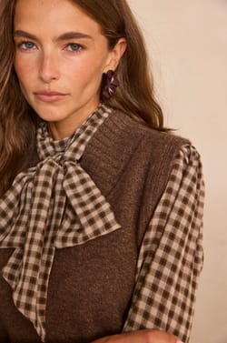 Pull sans manches col V en laine et yack m&eacute;lang&eacute;s ALEX;${refinementColor}