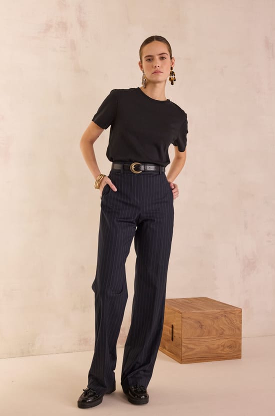 LAYLA high-waisted striped trousers;${refinementColor}