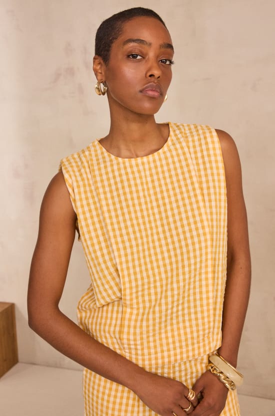 Top vichy sans manches en coton DOREE;${refinementColor}