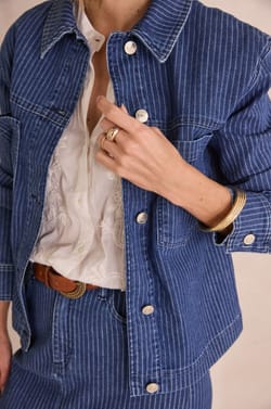 CARLA fine-striped cotton jacket;${refinementColor}