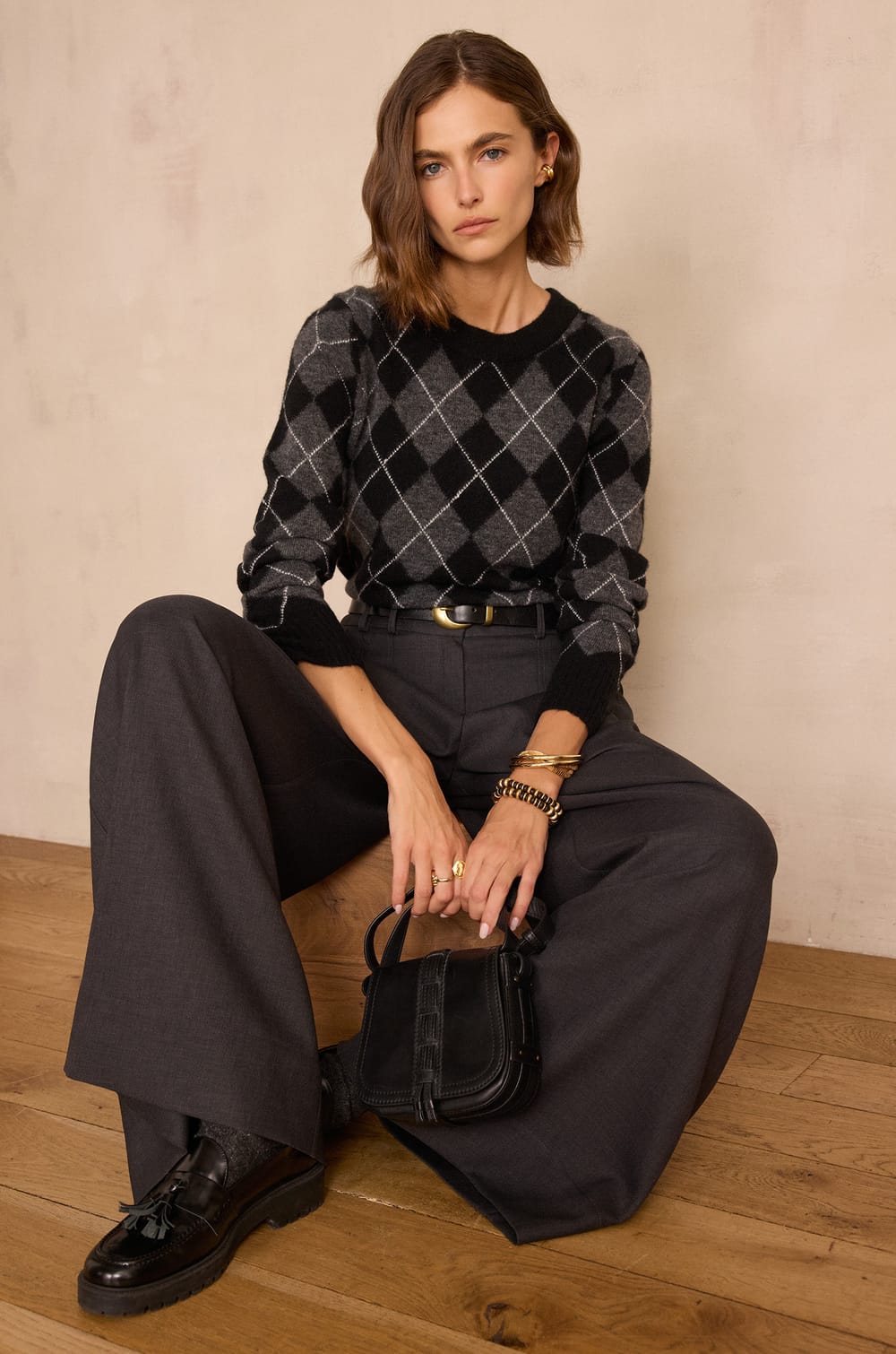 BONIFACE argyle pattern jumper;${refinementColor}