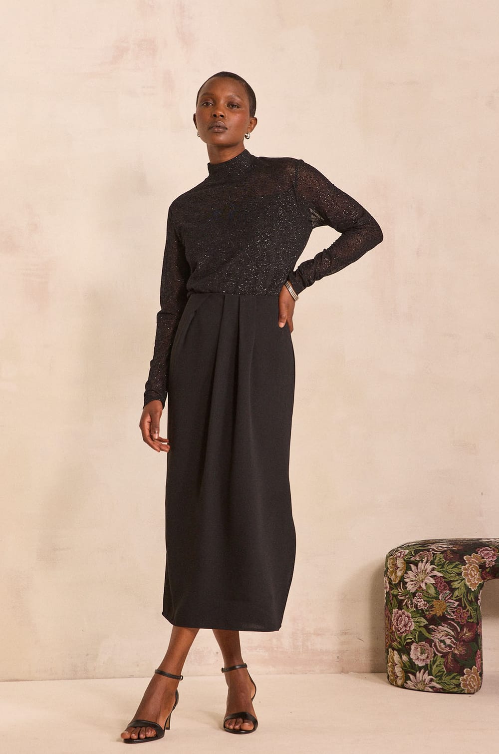 Pleated midi skirt VOYAGE ;${refinementColor}
