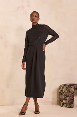Pleated midi skirt VOYAGE ;${refinementColor}