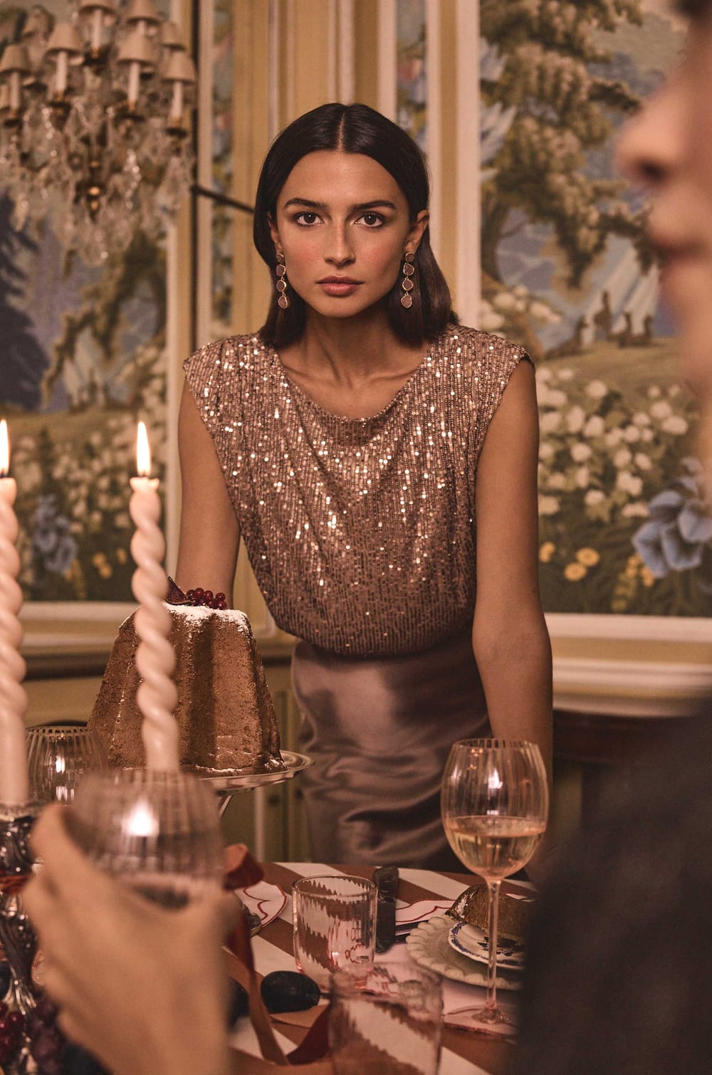 FELICITE sequin sleeveless T-shirt;${refinementColor}