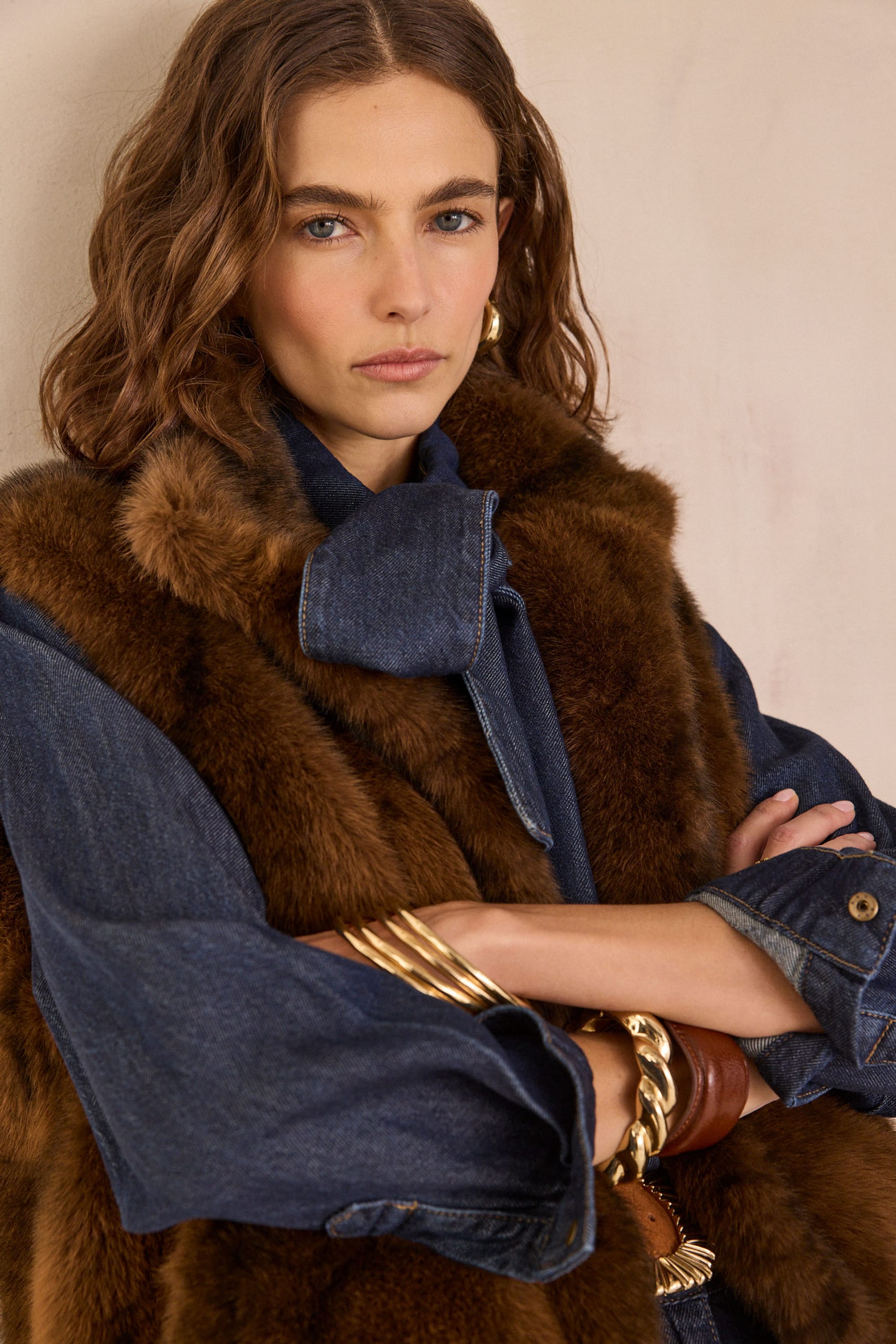 SUZANNE fluffy sleeveless Cardigan woman | TABAC | Maison 123