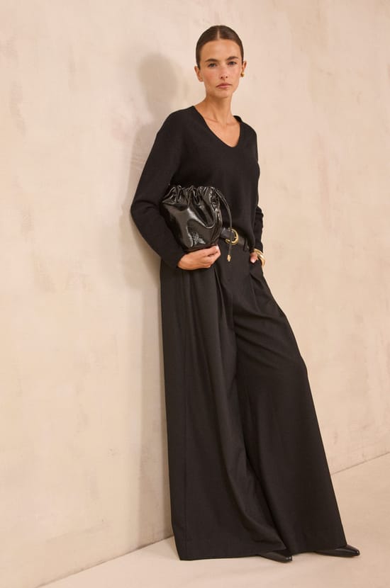 High-waisted wide trousers LUCE;${refinementColor}