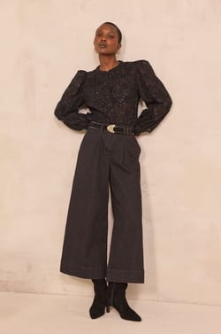 Embroidered sequined blouse CAMOMILE;${refinementColor}