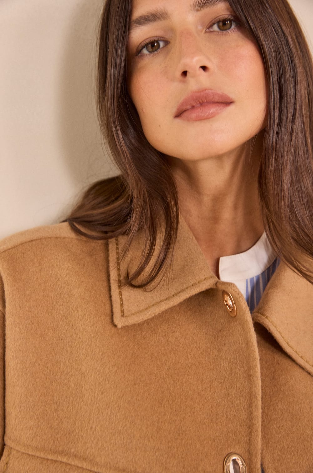 CLEA long sleeve blended wool jacket;${refinementColor}