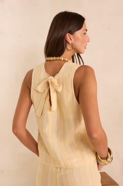 Sleeveless striped linen top MELINA;${refinementColor}