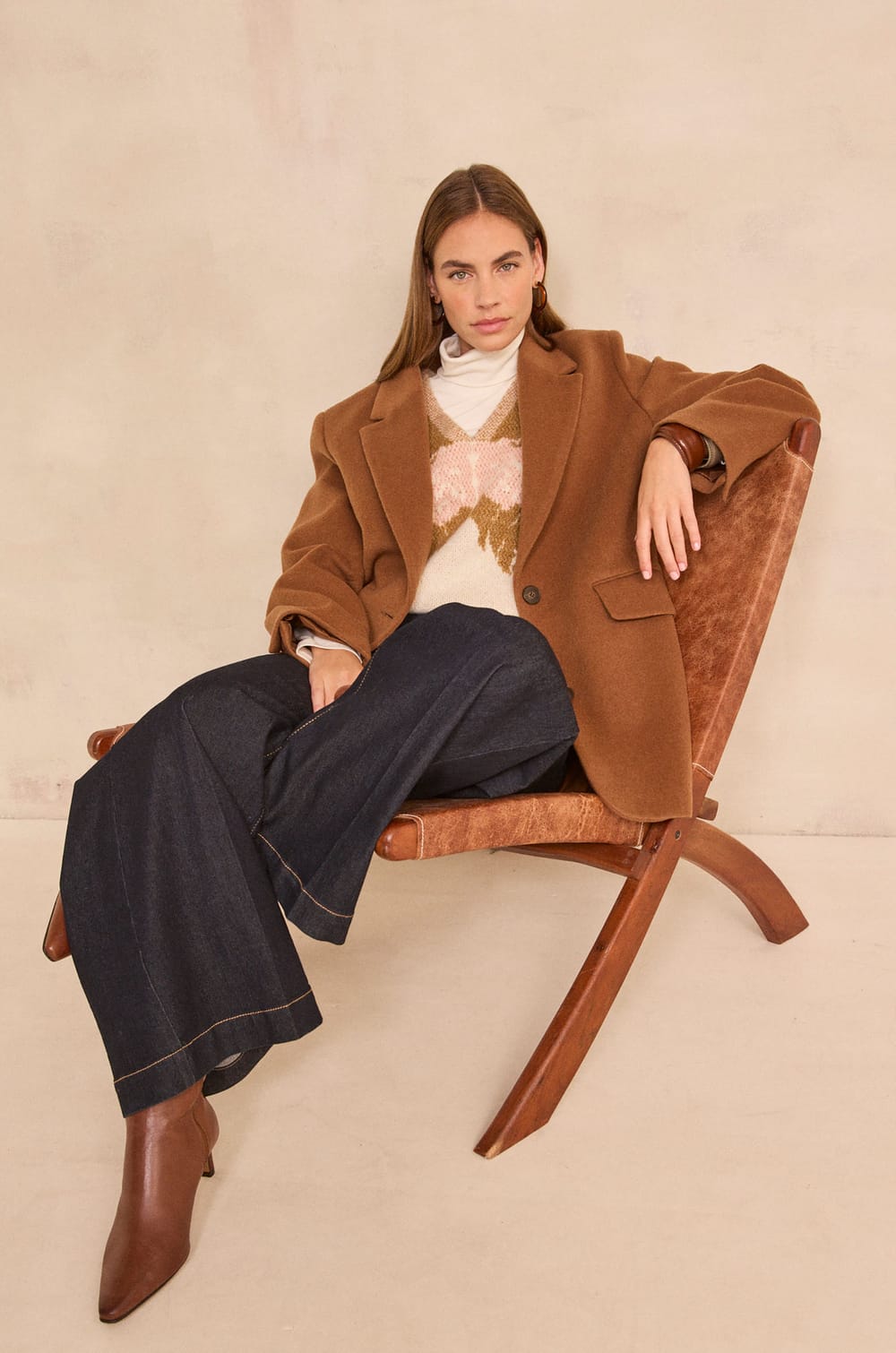 CALYPSO long sleeve wool coat;${refinementColor}