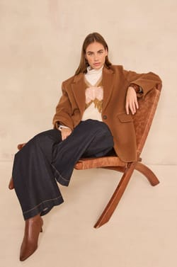CALYPSO long sleeve wool coat;${refinementColor}