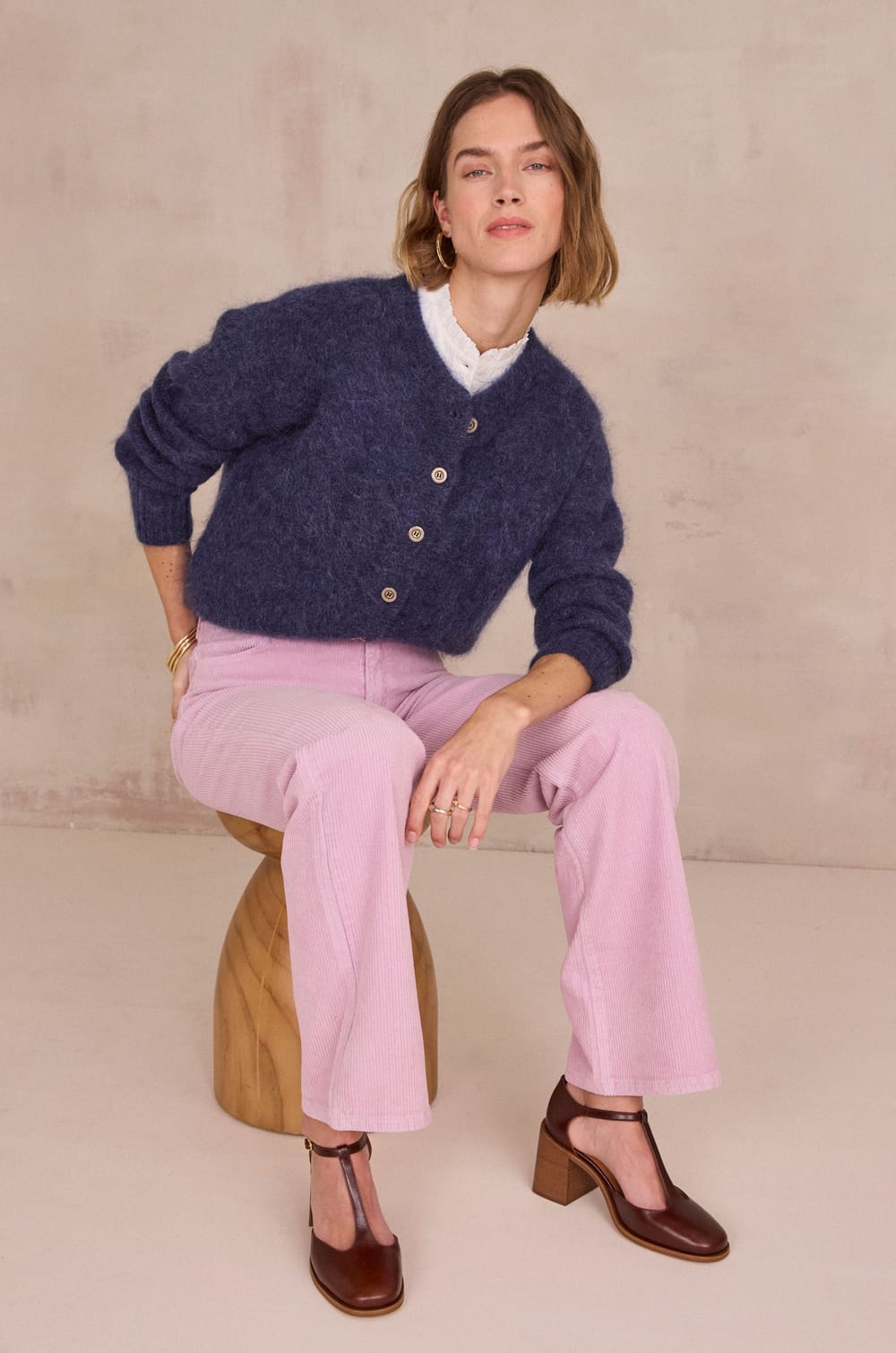 PHOEBE 3/4 sleeve jumper;${refinementColor}