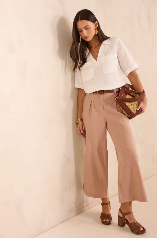 TINO loose linen trousers;${refinementColor}