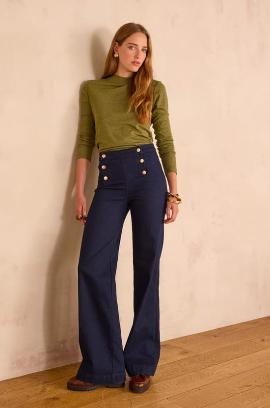 OXAN high-waisted wide-leg jeans in denim;${refinementColor}