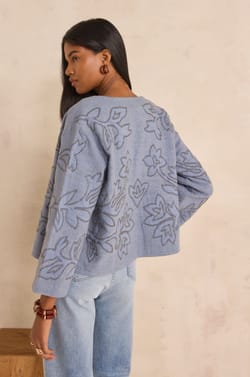 Embroidered long sleeve cotton jacket VITALIE;${refinementColor}