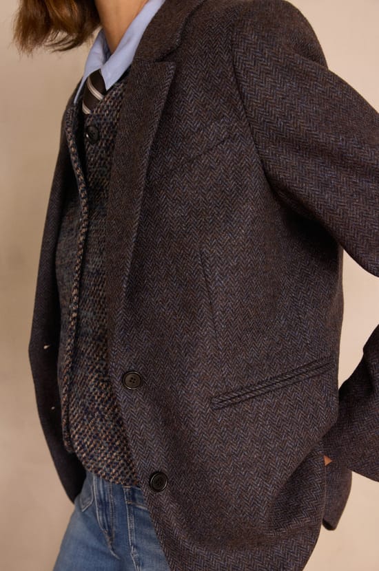 COURTNEY herringbone wool blazer;${refinementColor}