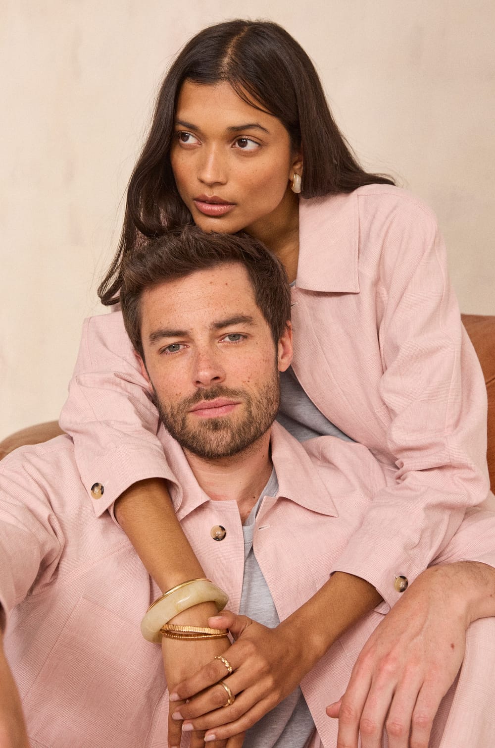 Unisex long-sleeve linen blend overshirt BOISE;${refinementColor}