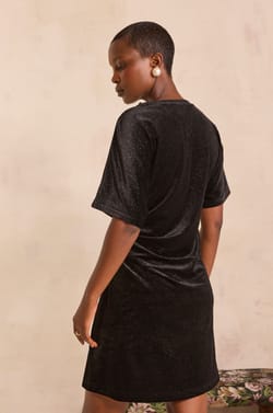 Short shimmering velvet dress PAIGE;${refinementColor}