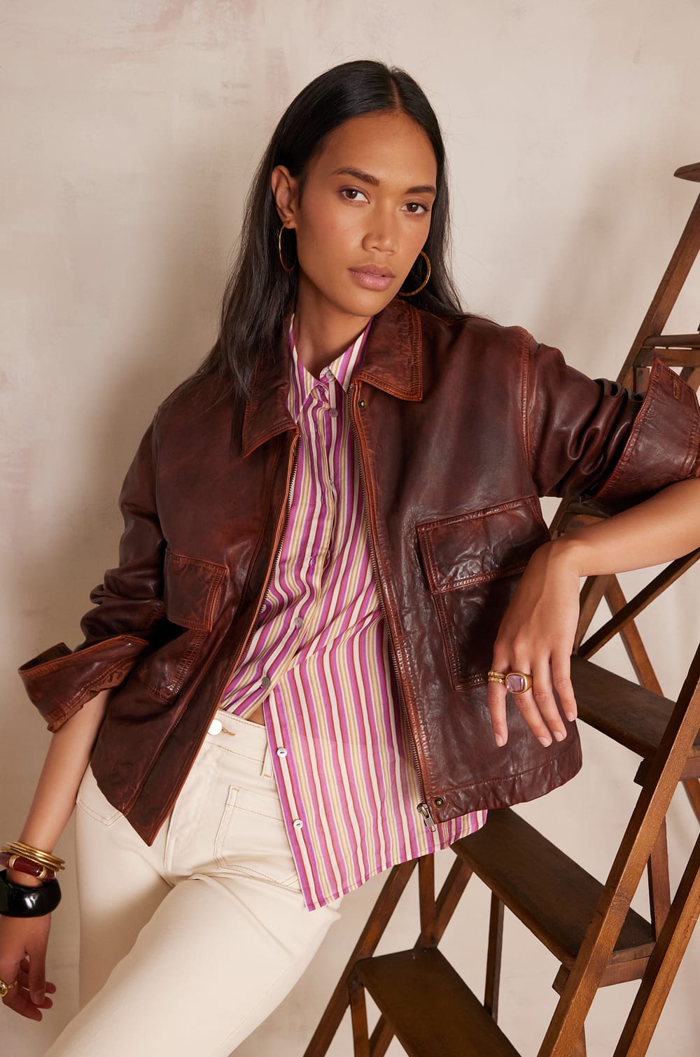 COCO leather jacket;${refinementColor}