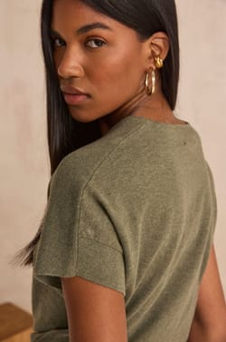 Pretty short sleeve cotton top;${refinementColor}