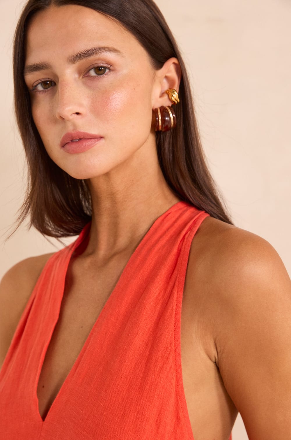 Straight linen dress AMANDINE;${refinementColor}