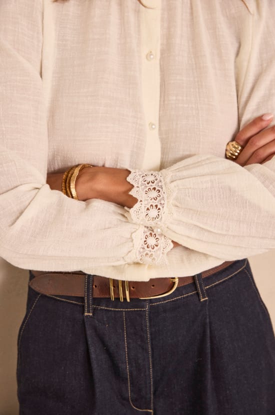 Long sleeve cotton blouse MEDEA;${refinementColor}