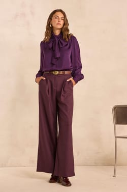 Fluid crepe blouse with tie SPIRIT;${refinementColor}