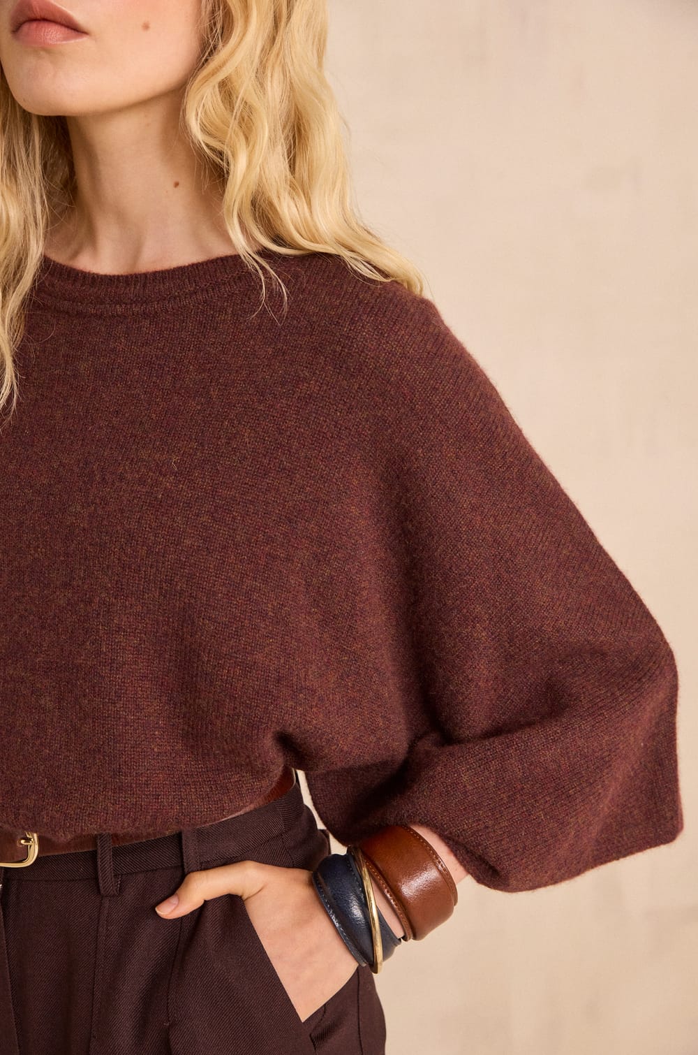 3/4 Sleeve Cashmere Sweater CODY;${refinementColor}