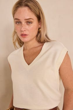 LYNA linen blend sleeveless T-shirt;${refinementColor}