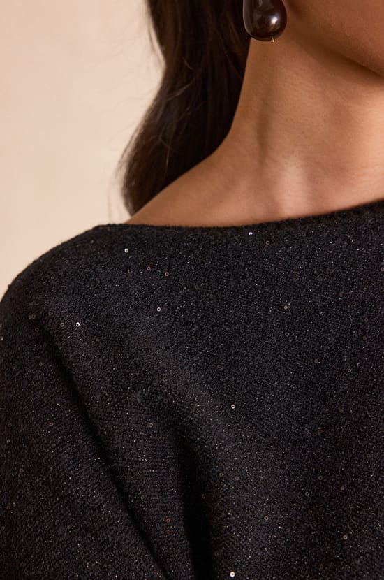 BLAKE bateau neck Jumper with sequins;${refinementColor}