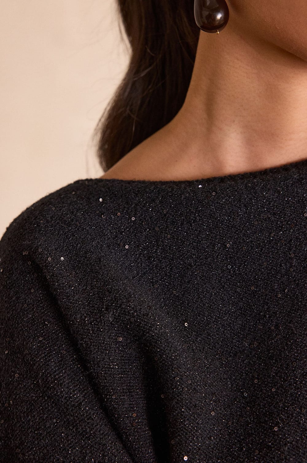 BLAKE bateau neck Jumper with sequins;${refinementColor}