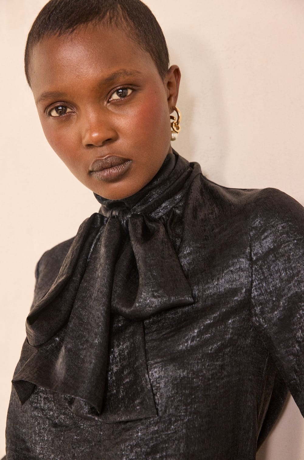 MAJESTE bow tie blouse;${refinementColor}