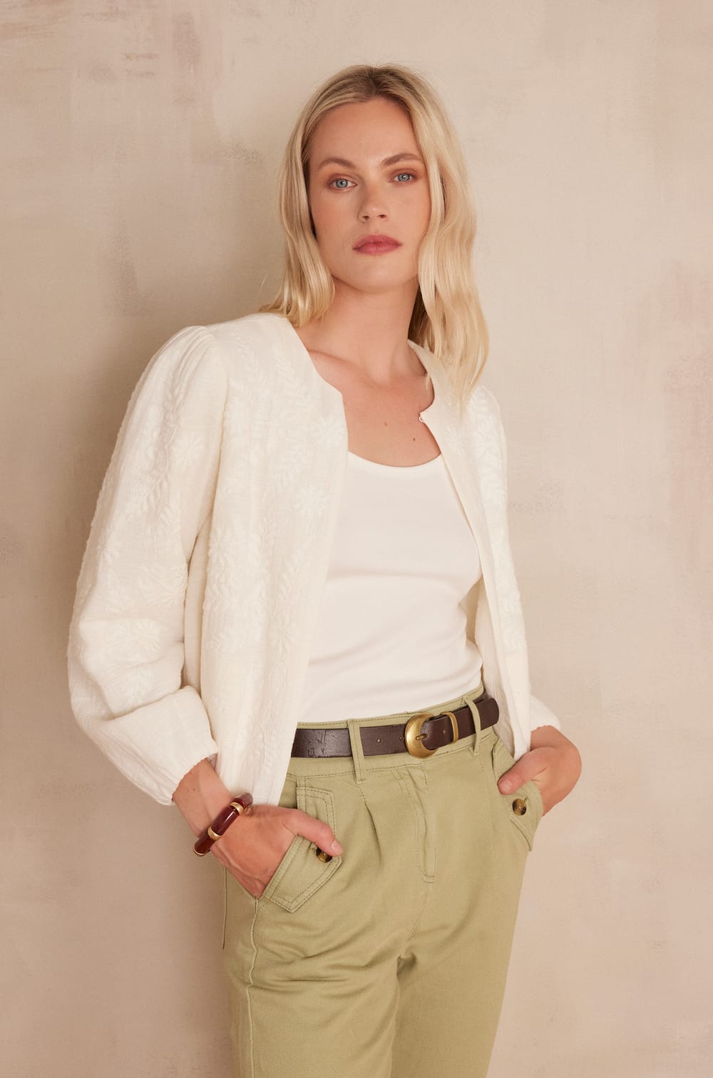 PAMINA embroidered cotton jacket;${refinementColor}