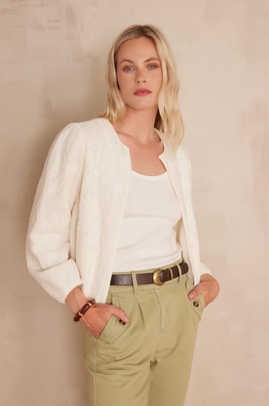 PAMINA embroidered cotton jacket;${refinementColor}
