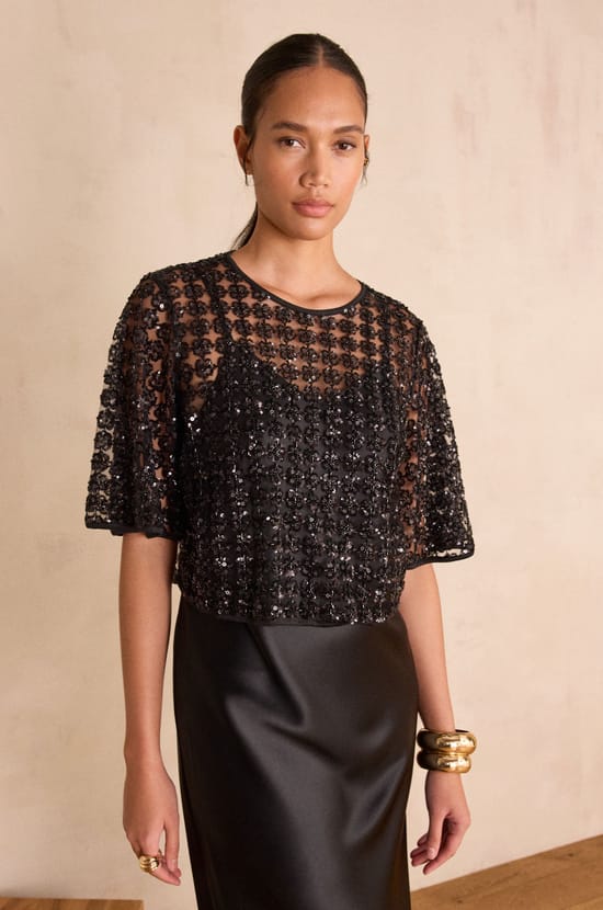BLING cropped Top with rhinestones;${refinementColor}