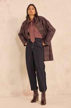 MARCEAU striped cotton blend blouse;${refinementColor}