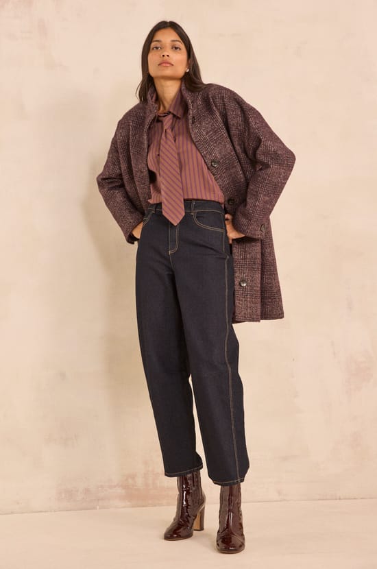 MARCEAU striped cotton blend blouse;${refinementColor}