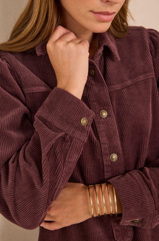 Straight velvet cotton dress in aubergine purple;${refinementColor}