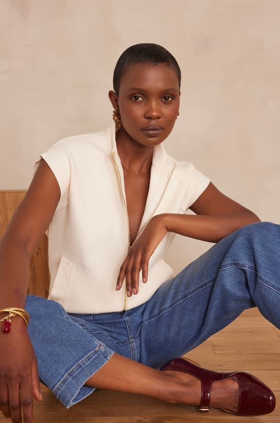 BATISTA sleeveless jacket;${refinementColor}