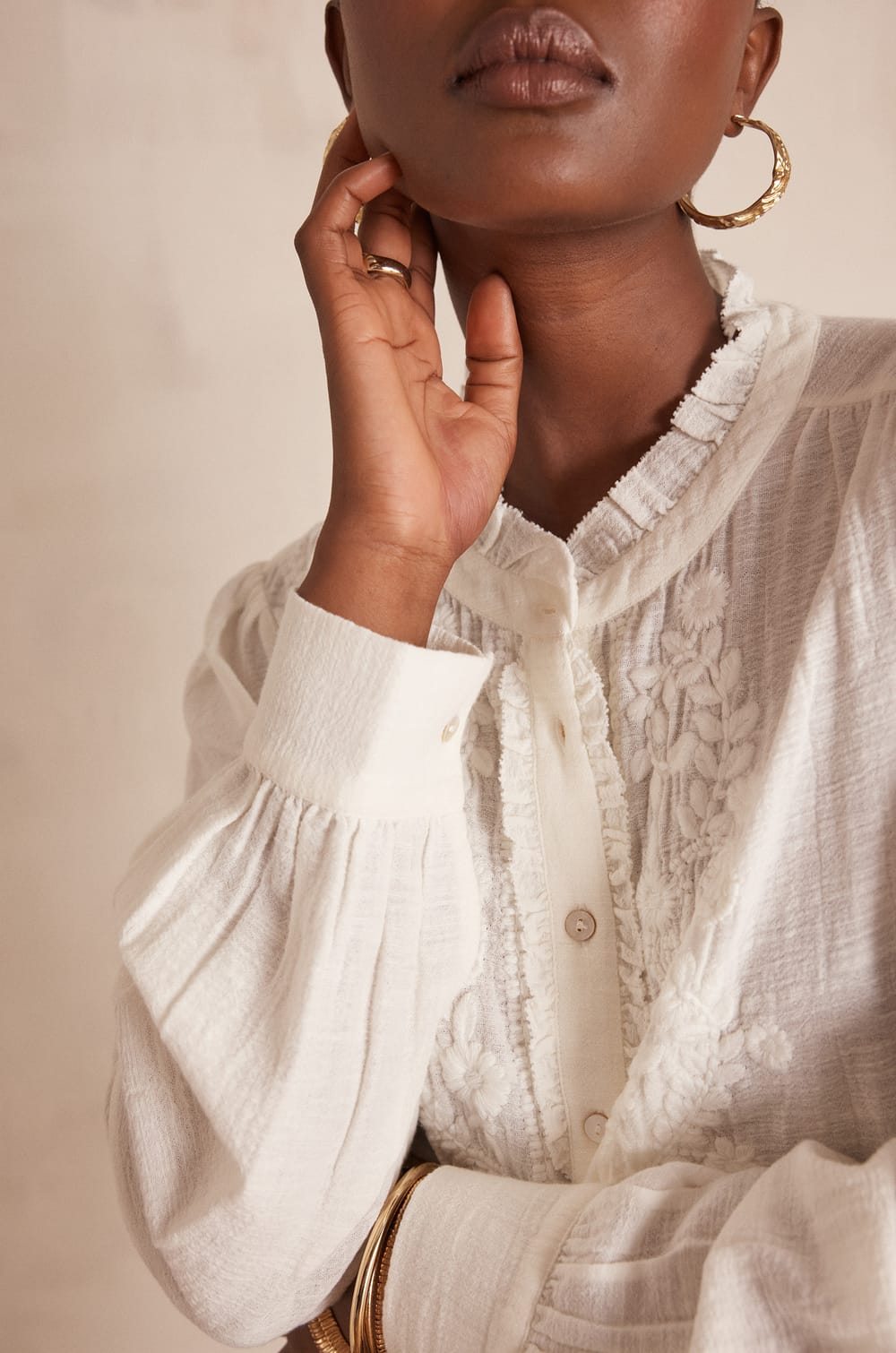 Blouse BROOKE en coton brod&eacute;e;${refinementColor}